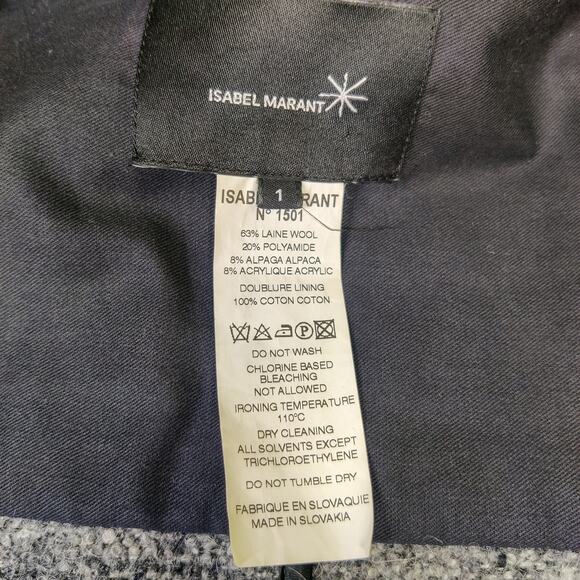 Isabel Marant Wool Alpaca Blend Gray Tweed Cropped Blazer Jacket Small Old Money - Picture 9 of 12